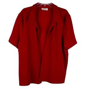 Los Angeles Women Red Short Sleeve Open Front Cardigan